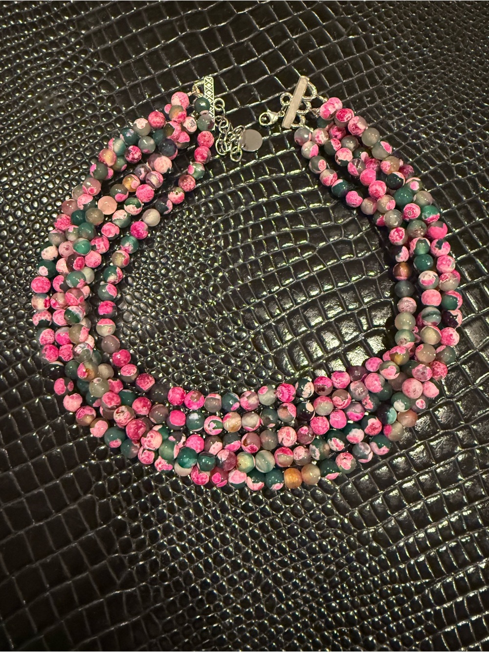 Multi-Strand Pink Beaded Necklace - Women Jewelry